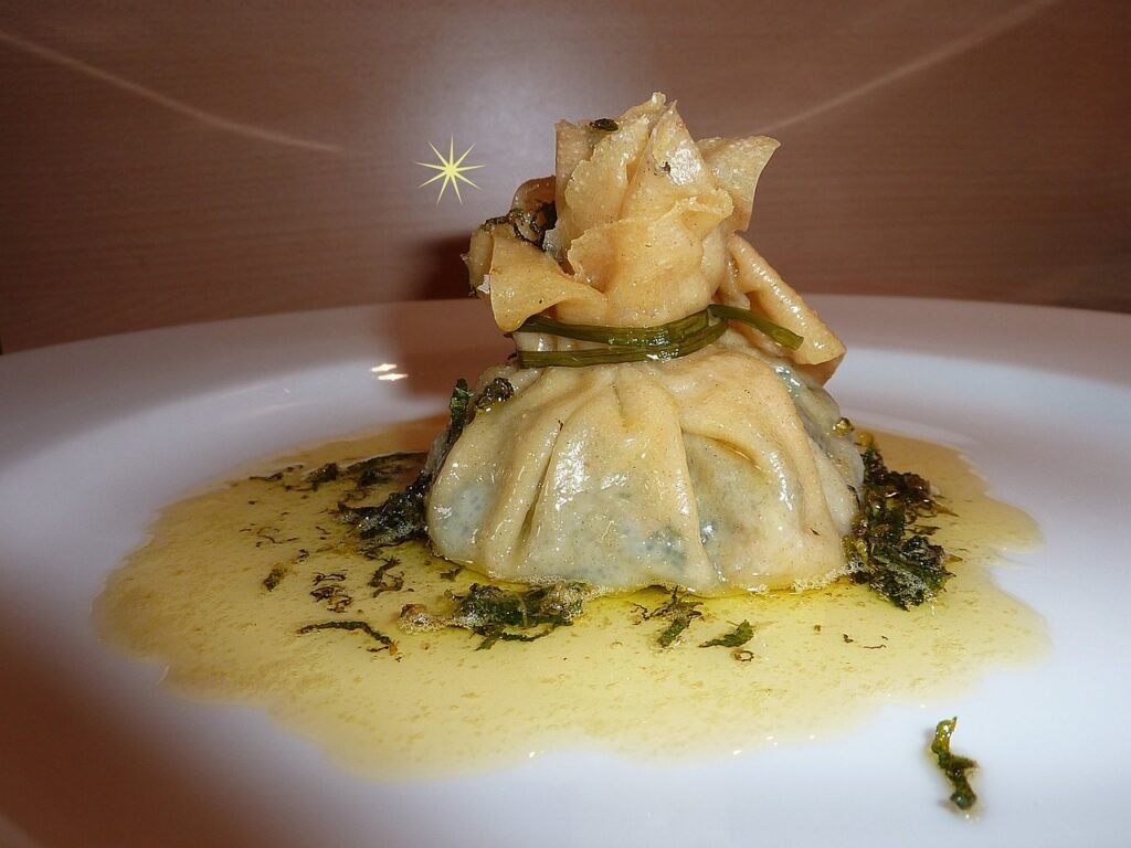 dough packet, dough pack, swiss chard goat cream cheese, sage butter, hot butter, sage, homemade pasta dough, noodle manufactory, sumptuous, gourmet, culinary