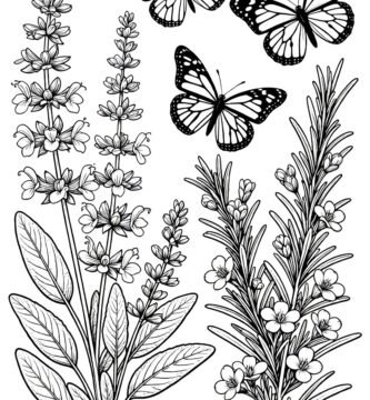 disegni da colorare di fiori e farfalle